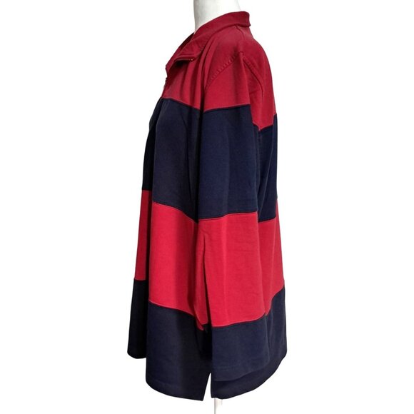 90s Jennifer Moore Womens 1X Red & Navy Striped Long Sleeve Half-Zip Pullover To - Picture 6 of 10